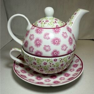 Floral Porcelain Germany Teapot and Cup Set
